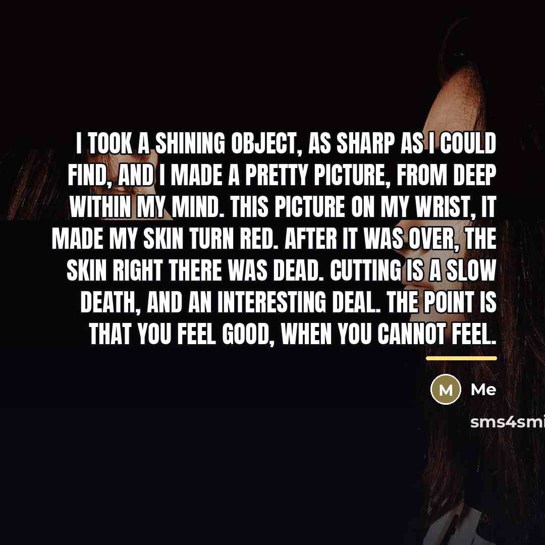 “I took a shining object, as sharp as I could…” quote by Me