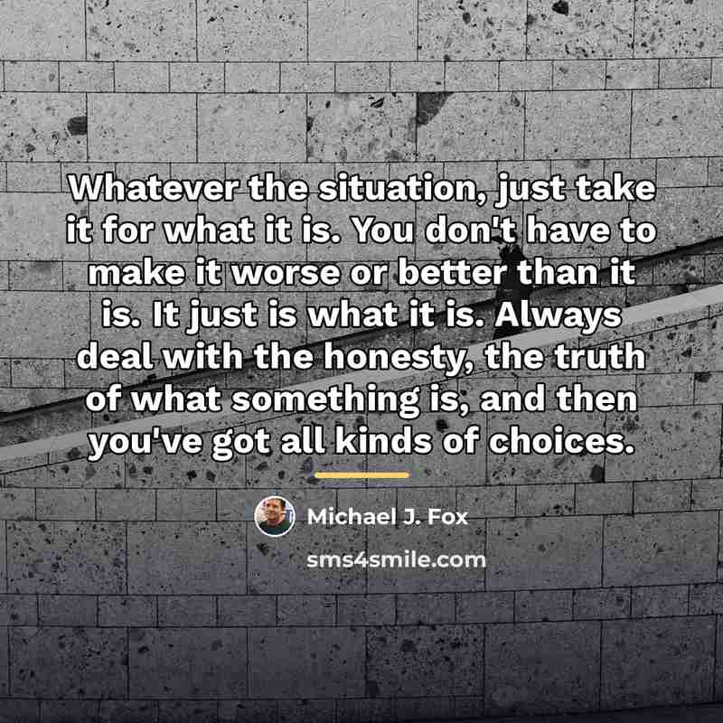 “Whatever the situation, just take it for what it is.…” quote by Michael J. Fox