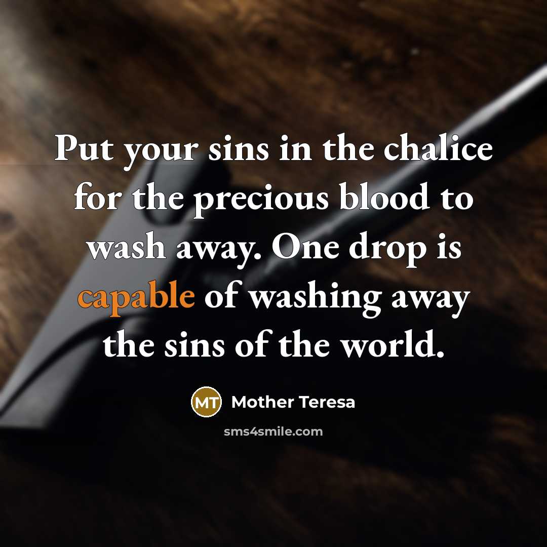“Put your sins in the chalice for the precious blood…” quote by Mother Teresa