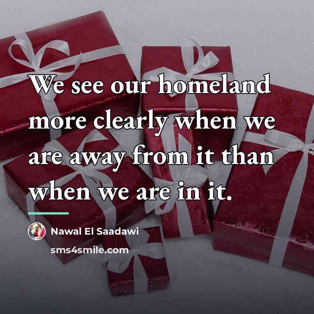 “We see our homeland more clearly when we are away…” quote by Nawal El Saadawi