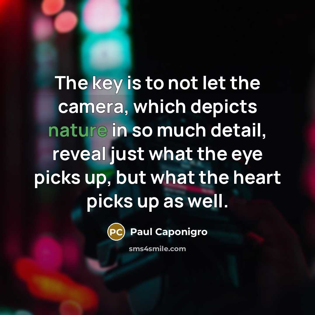 “The key is to not let the camera, which depicts…” quote by Paul Caponigro