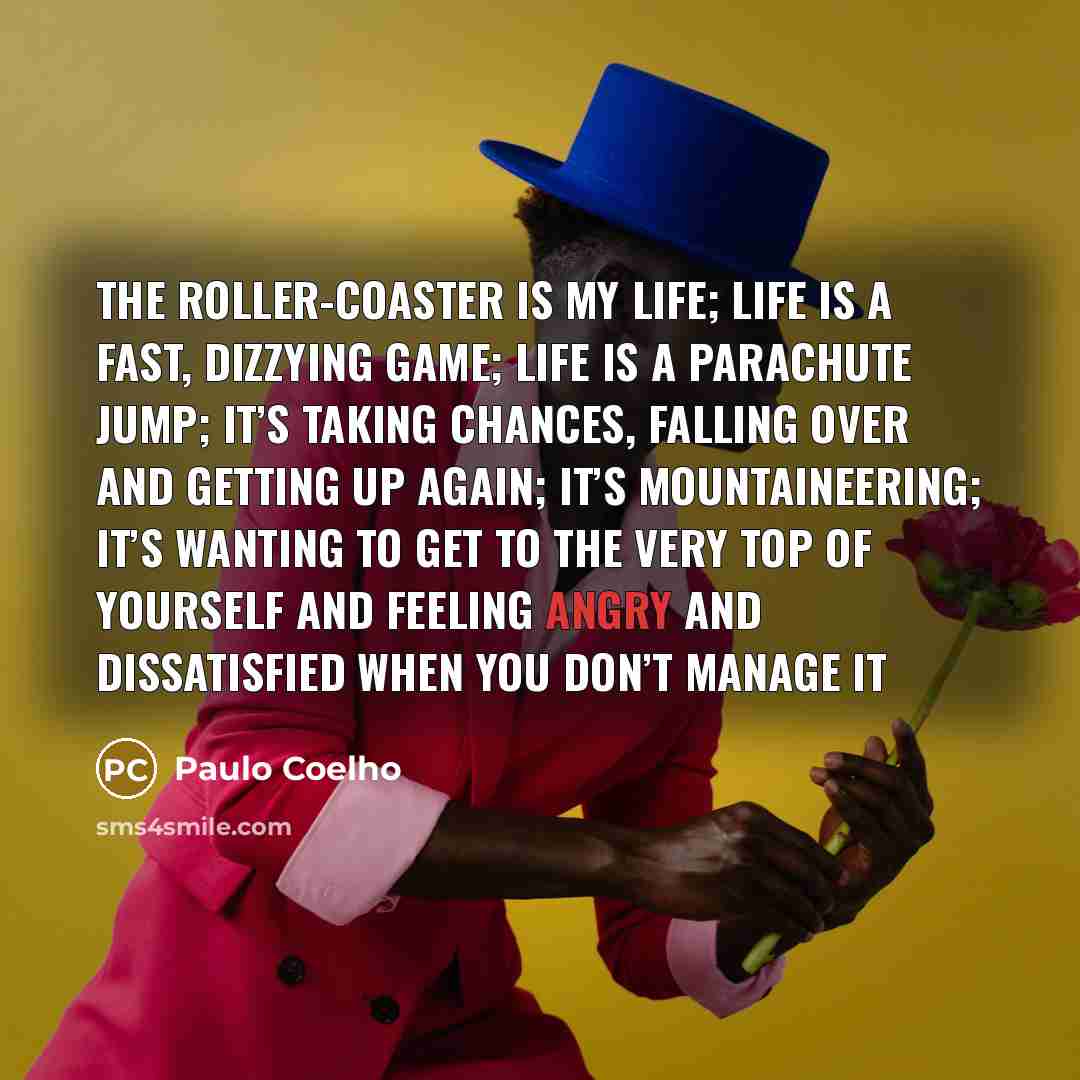 “The roller-coaster is my life; life is a fast, dizzying…” quote by Paulo Coelho