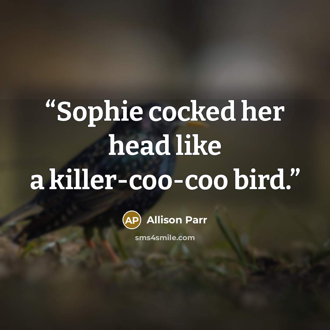 “Sophie cocked her head like a killer-coo-coo bird.” quote by Allison Parr