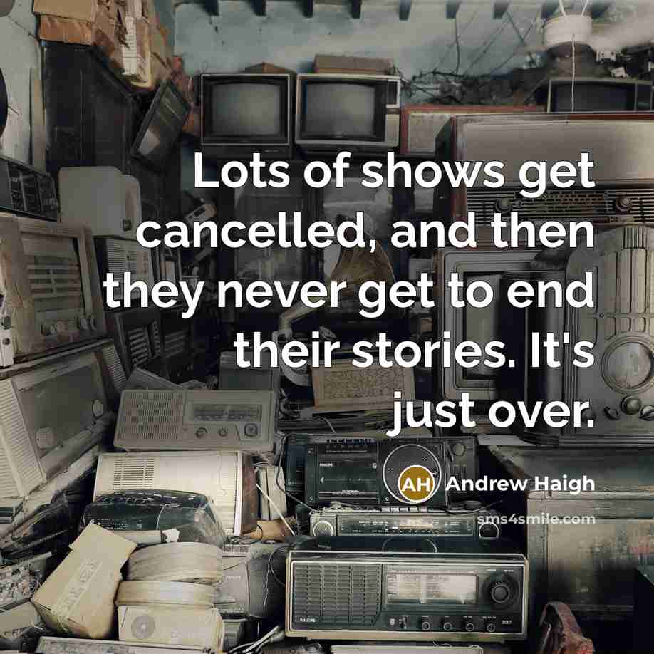 “Lots of shows get cancelled, and then they never get to end their stories. It's just over.” quote by Andrew Haigh