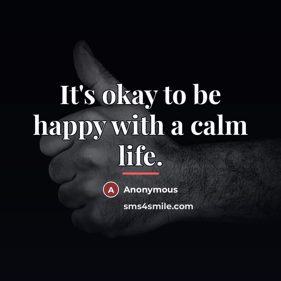 “It's okay to be happy with a calm life.…” quote by Anonymous