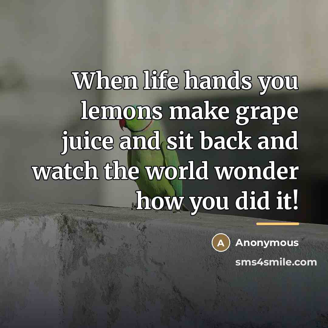 “When life hands you lemons make grape juice and sit…” quote by Anonymous