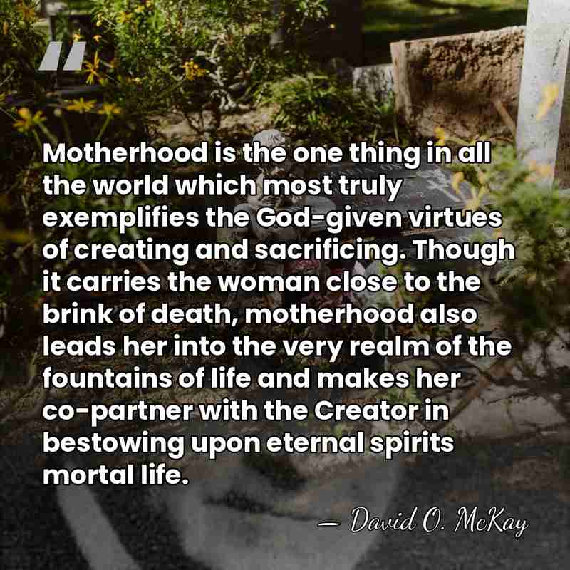 Motherhood is the one thing in all the world which most truly&hellip; - David O. McKay