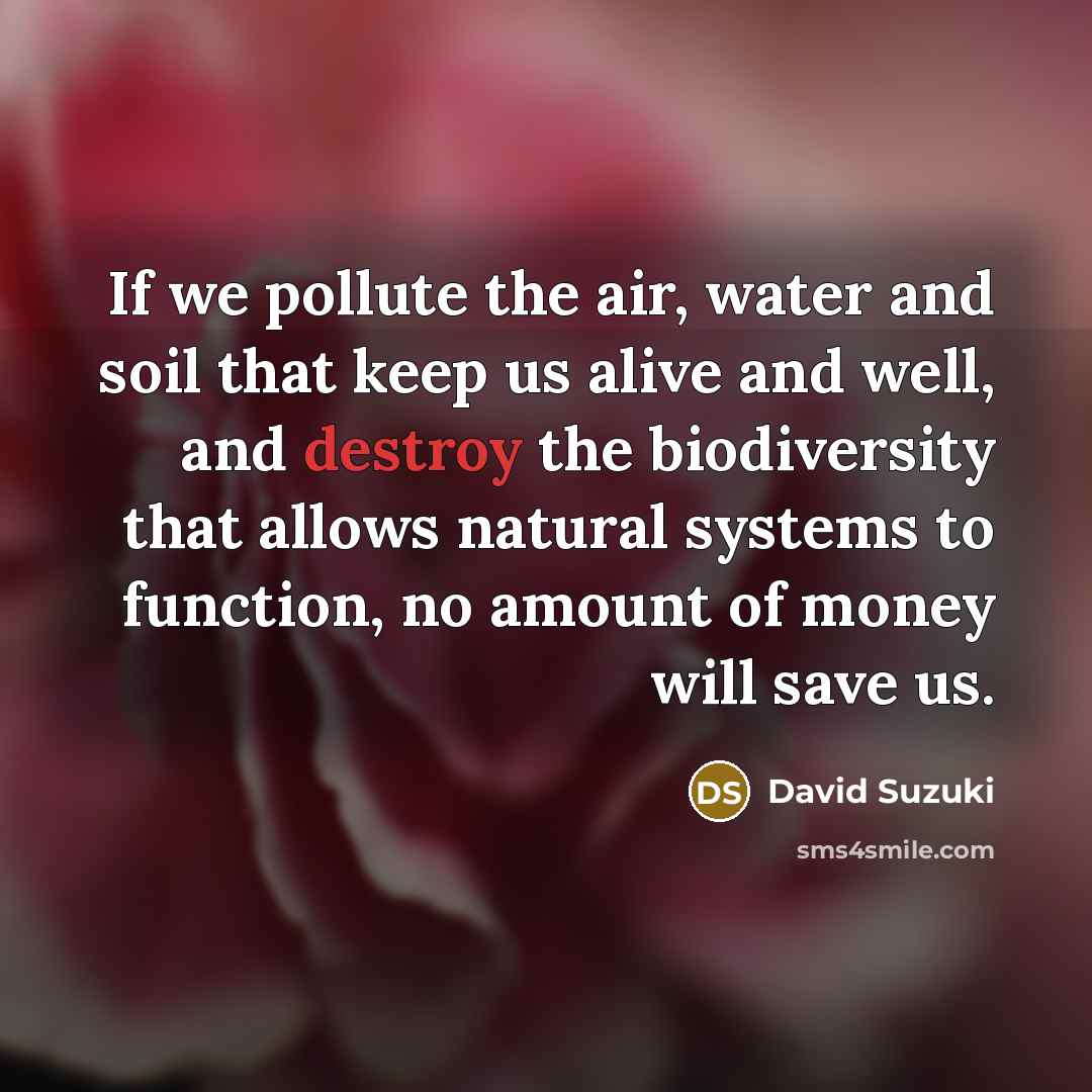 “If we pollute the air, water and soil that keep…” quote by David Suzuki