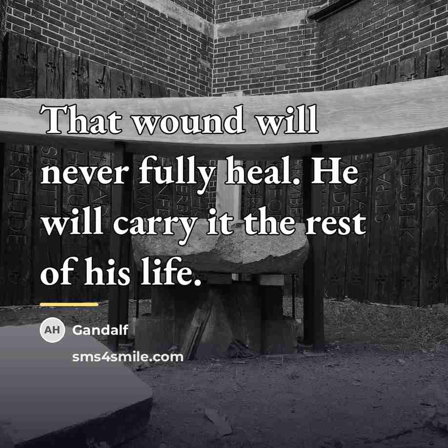 “That wound will never fully heal. He will carry it…” quote by Gandalf