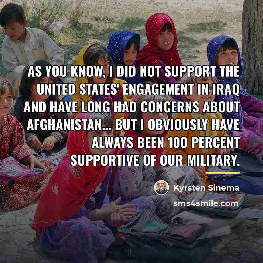 “As you know, I did not support the United States'…” quote by Kyrsten Sinema