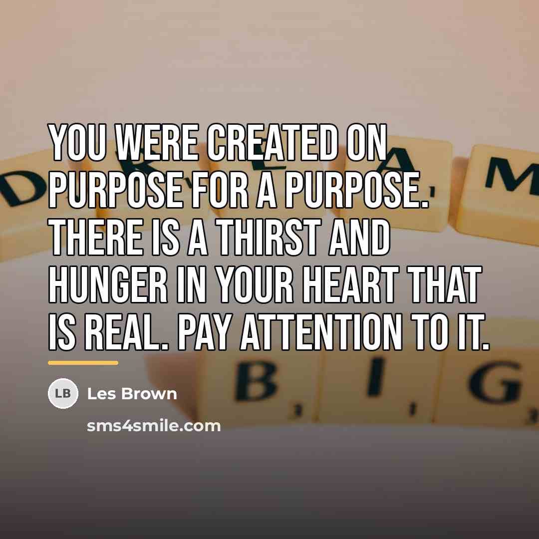 “You were created on purpose for a purpose. There is…” quote by Les Brown
