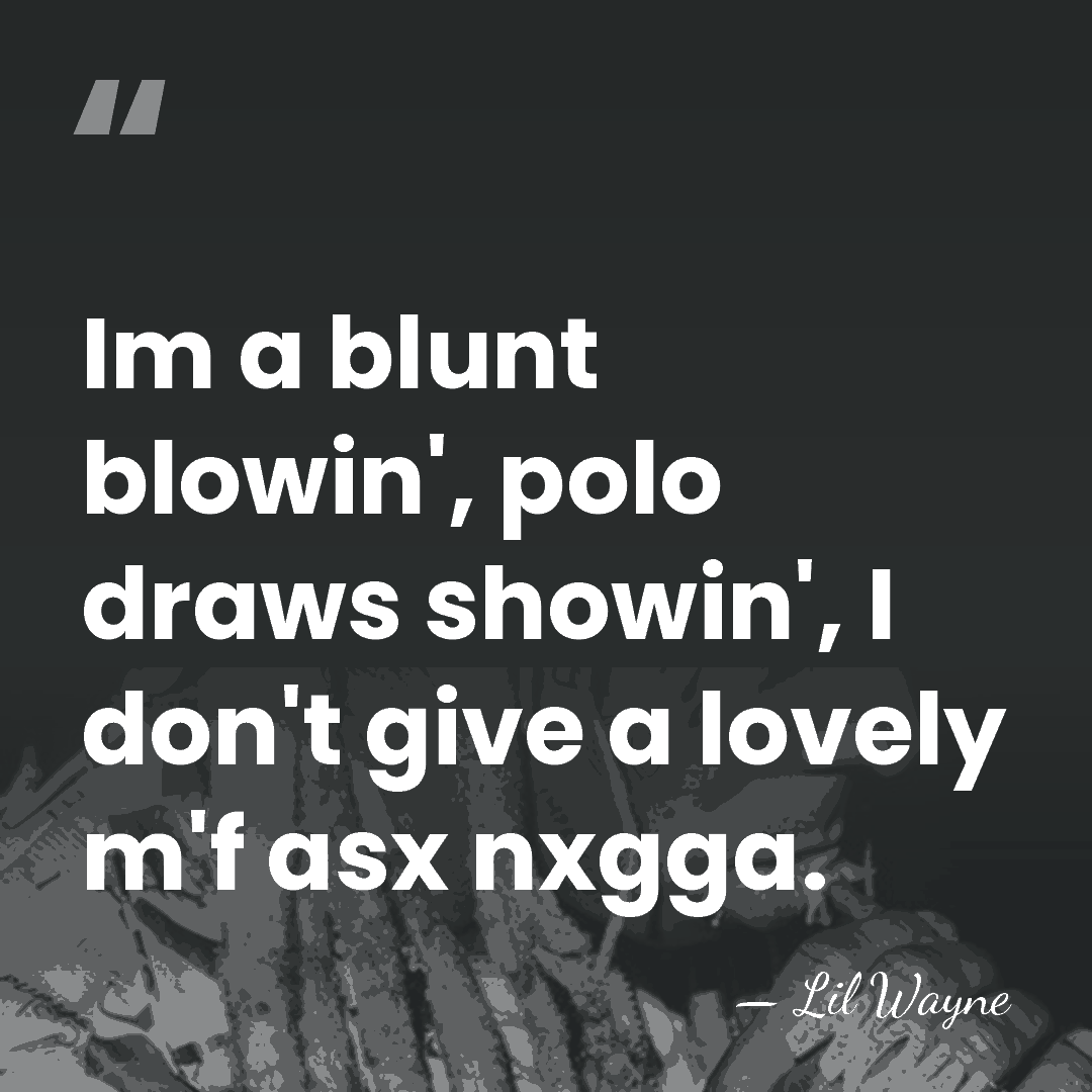 Im a blunt blowin', polo draws showin', I don't give a lovely&hellip; - Lil Wayne