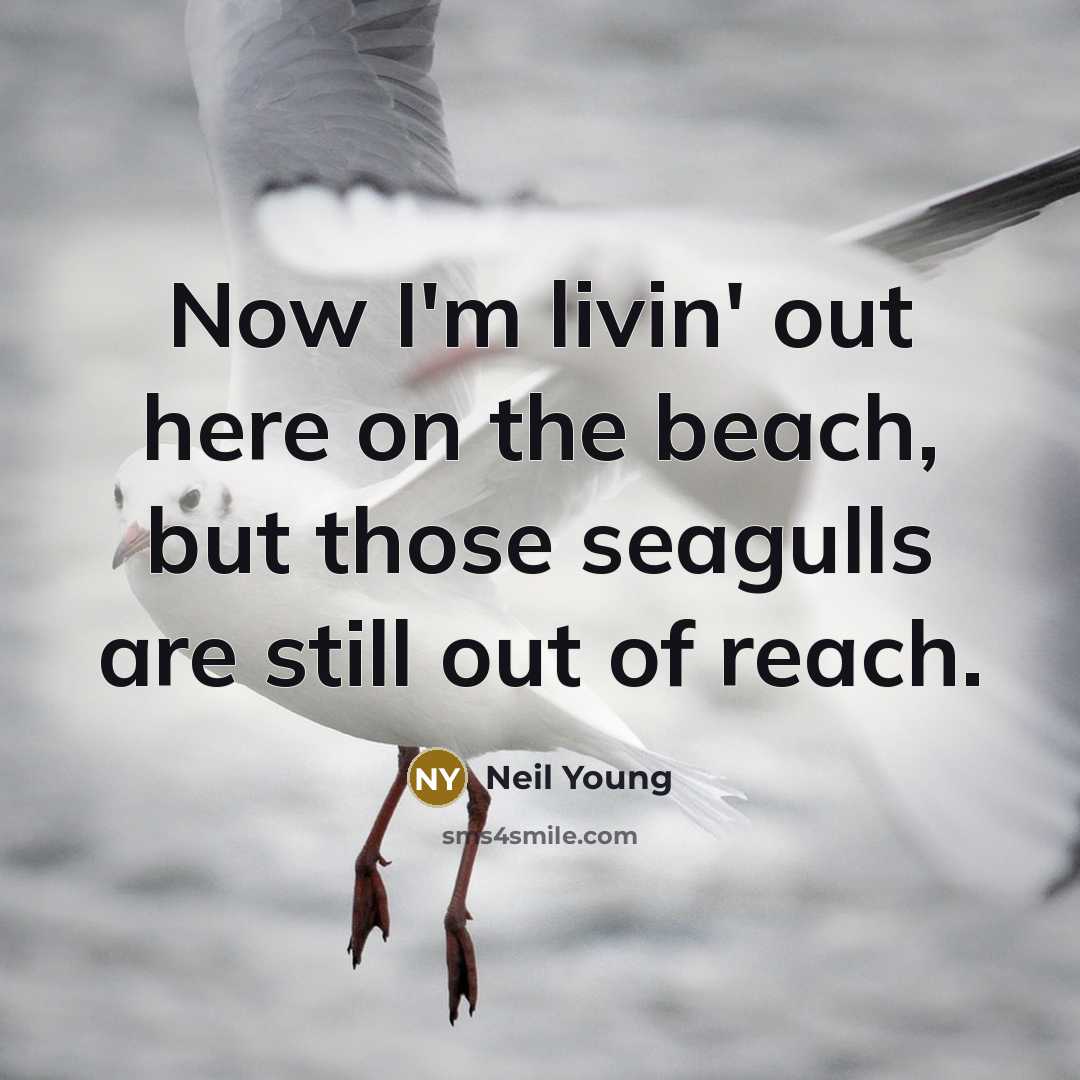 “Now I'm livin' out here on the beach, but those…” quote by Neil Young