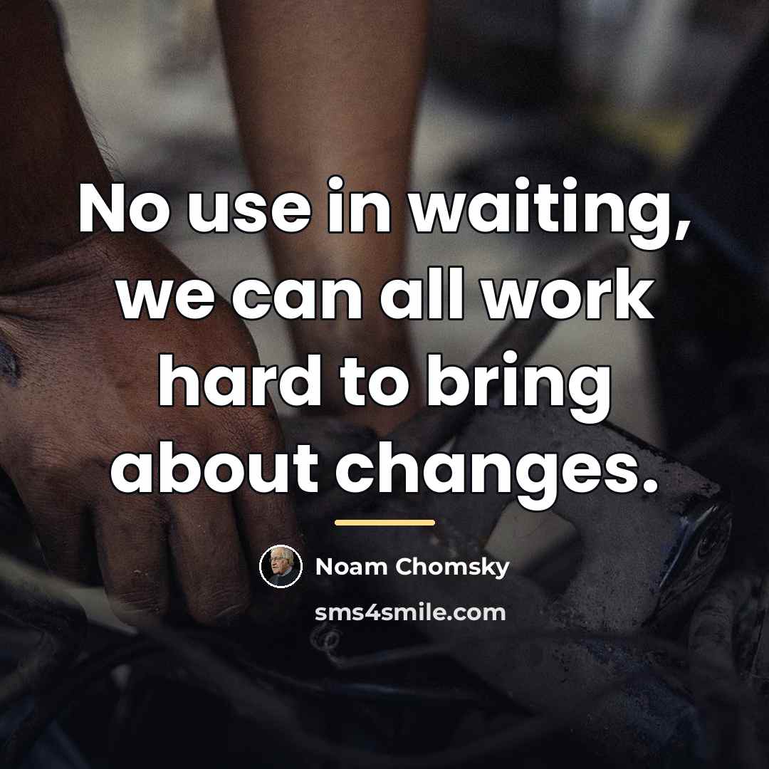 “No use in waiting, we can all work hard to…” quote by Noam Chomsky