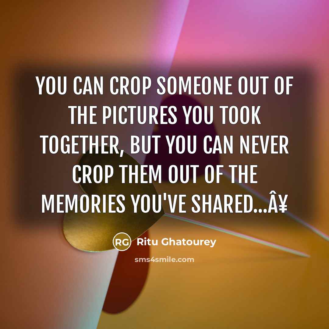 “You can crop someone out of the pictures you took…” quote by Ritu Ghatourey