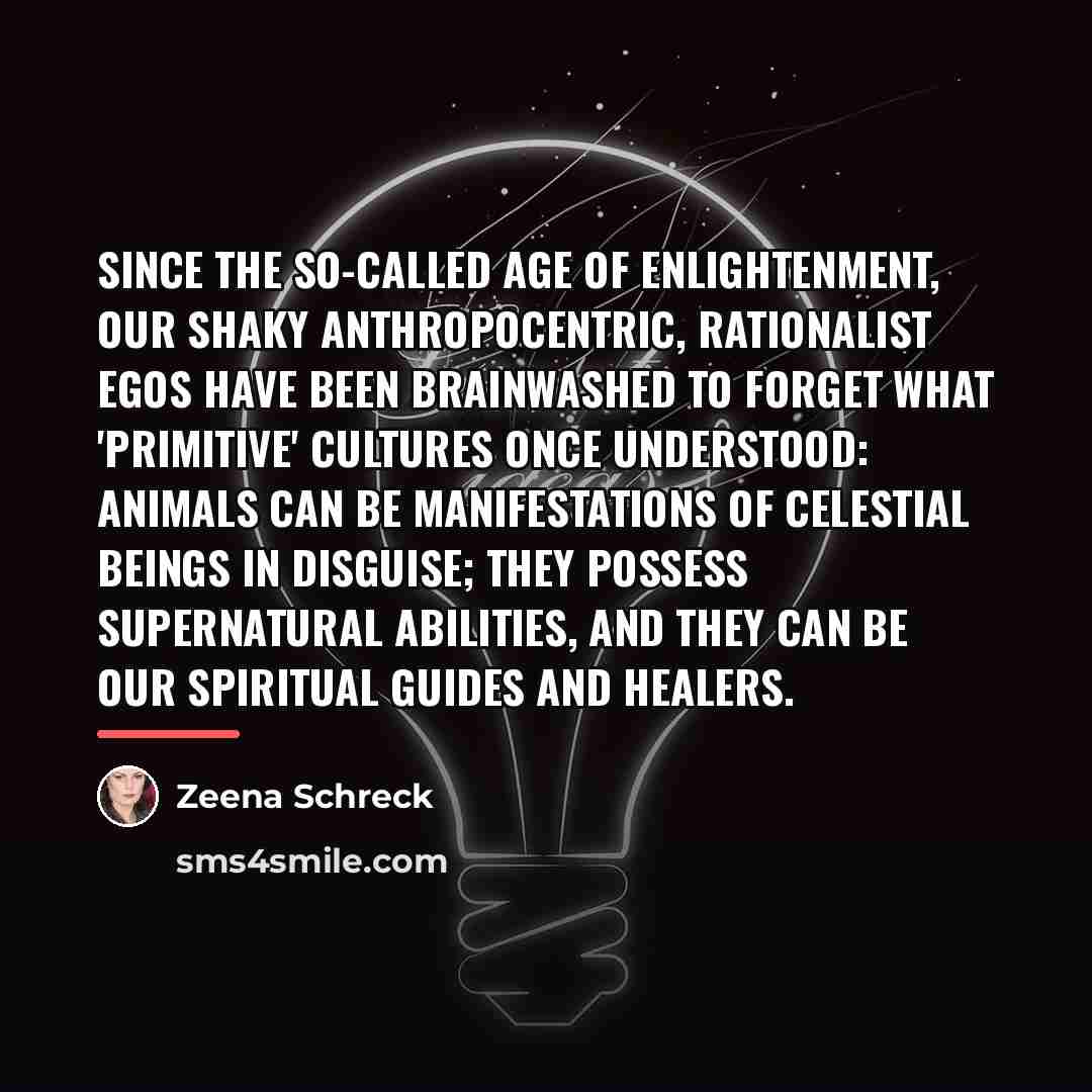 “Since the so-called Age of Enlightenment, our shaky anthropocentric, rationalist…” quote by Zeena Schreck
