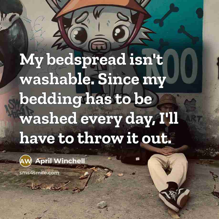 “My bedspread isn't washable. Since my bedding has to be…” quote by April Winchell