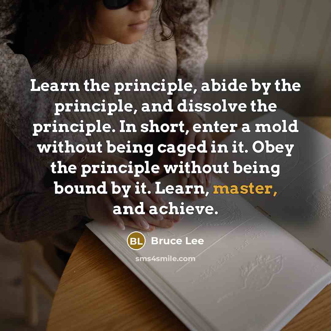 “Learn the principle, abide by the principle, and dissolve the…” quote by Bruce Lee