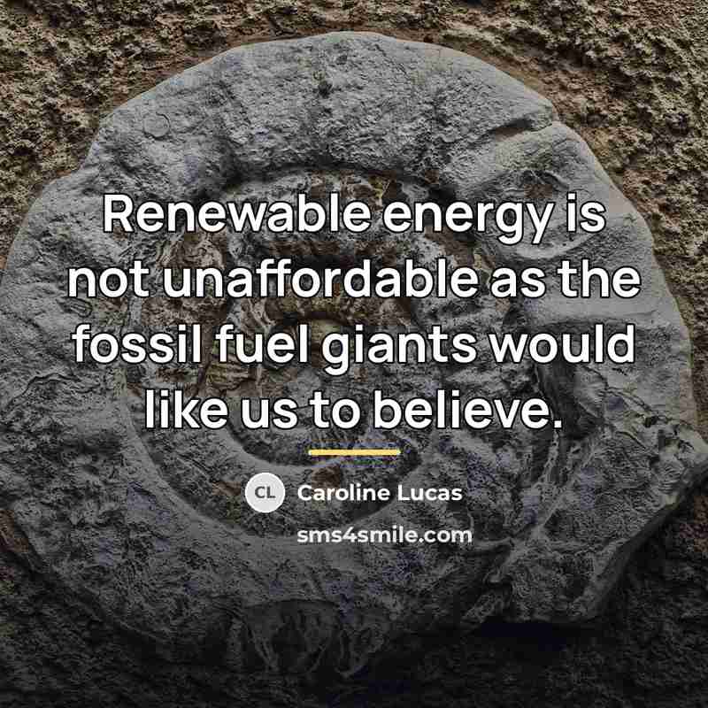 “Renewable energy is not unaffordable as the fossil fuel giants…” quote by Caroline Lucas