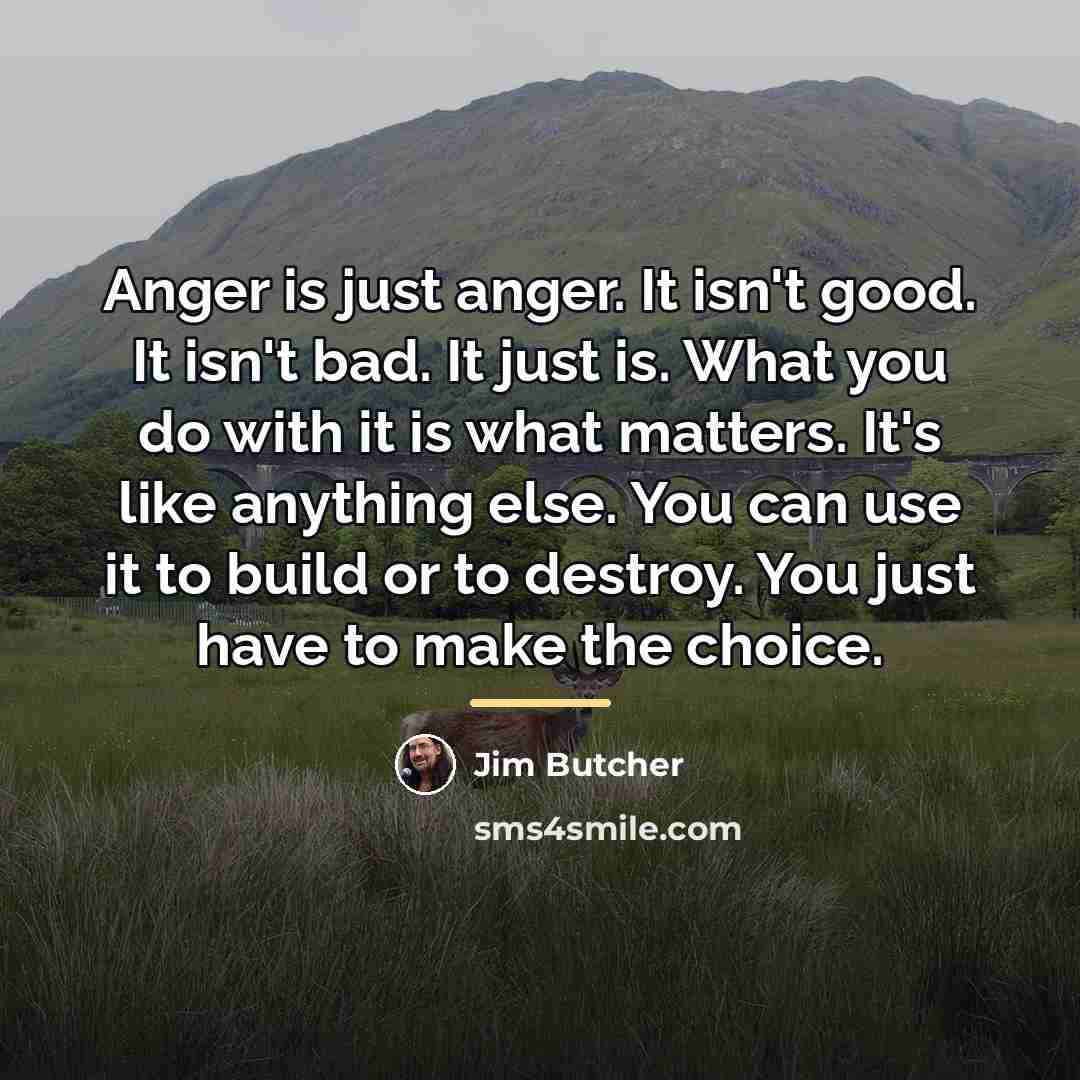 “Anger is just anger. It isn't good. It isn't bad.…” quote by Jim Butcher