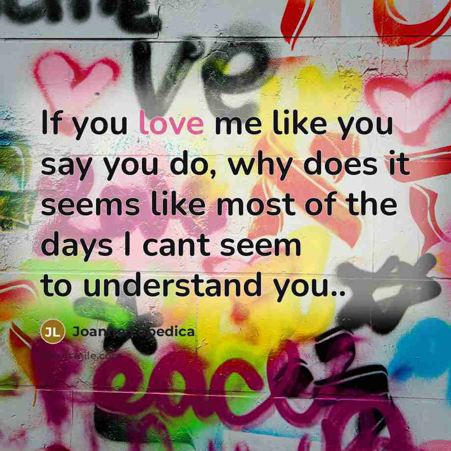 “If you love me like you say you do, why…” quote by Joanne Lobedica