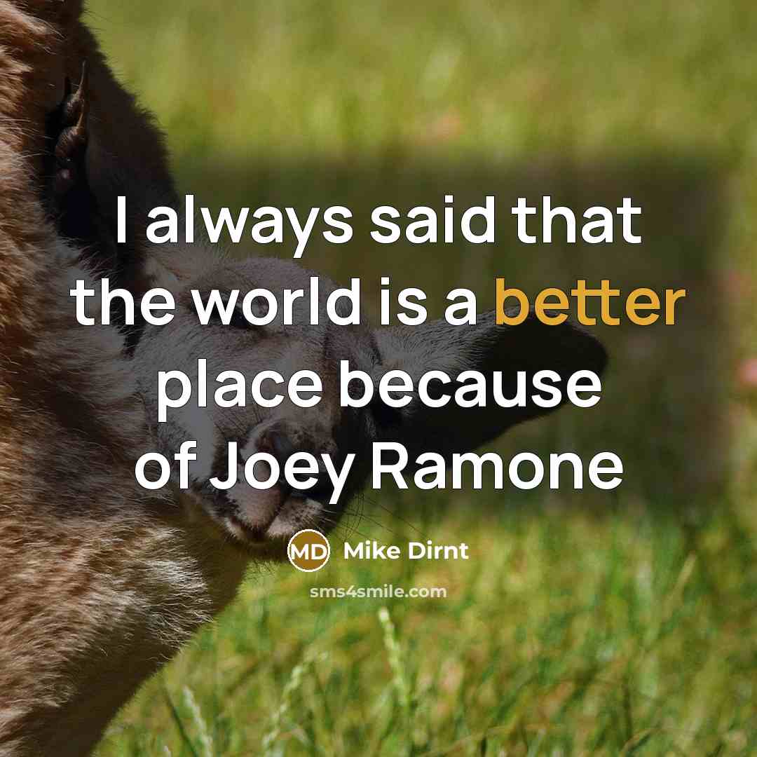 “I always said that the world is a better place because of Joey Ramone” quote by Mike Dirnt