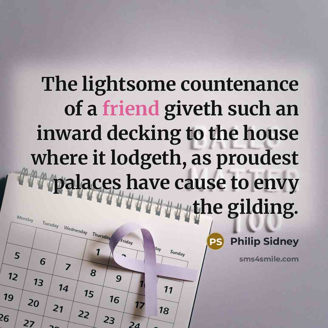 “The lightsome countenance of a friend giveth such an inward…” quote by Philip Sidney