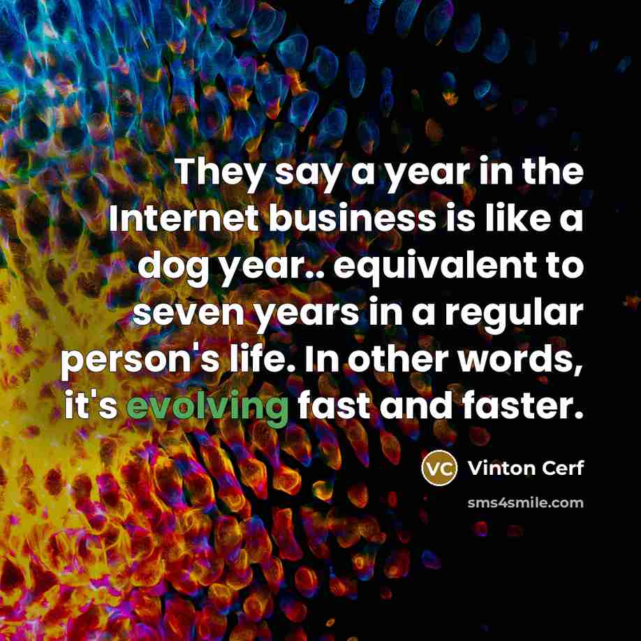 “They say a year in the Internet business is like…” quote by Vinton Cerf