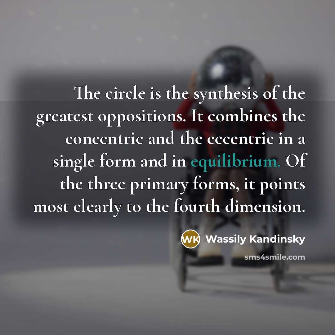 “The circle is the synthesis of the greatest oppositions. It…” quote by Wassily Kandinsky