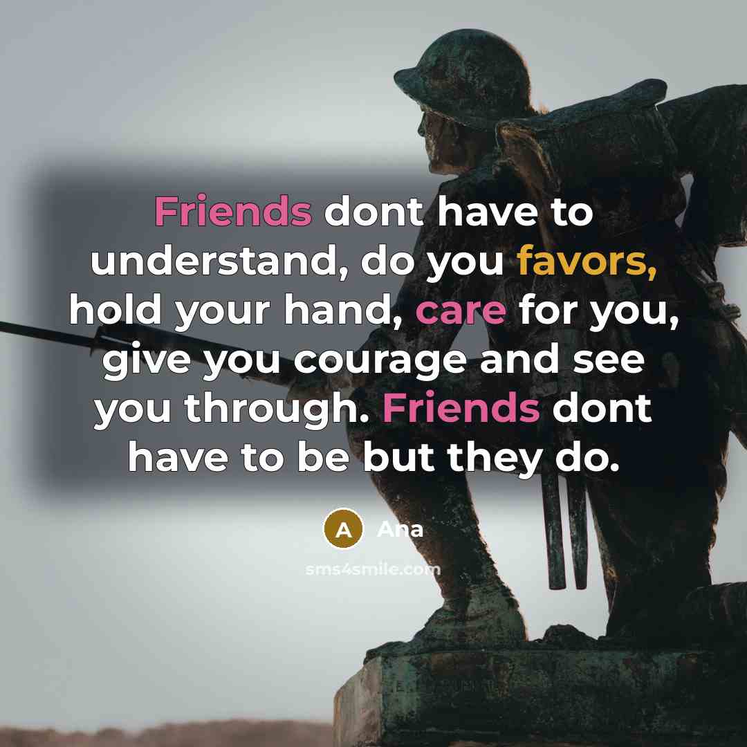 “Friends dont have to understand, do you favors, hold your…” quote by Ana