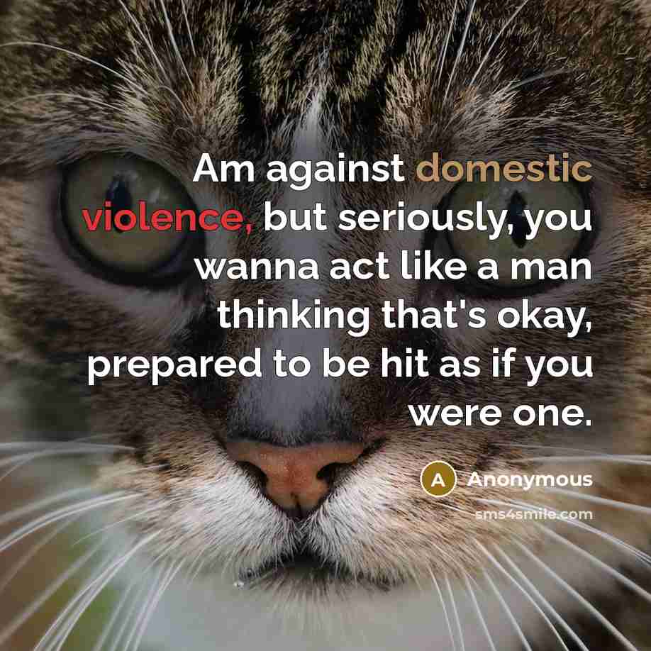 “Am against domestic violence, but seriously, you wanna act like…” quote by Anonymous