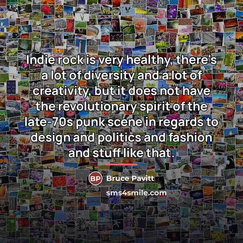 “Indie rock is very healthy, there's a lot of diversity…” quote by Bruce Pavitt