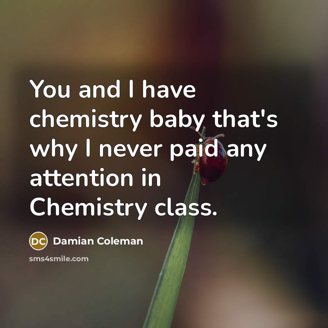 “You and I have chemistry baby that's why I never paid any attention in Chemistry class.” quote by Damian Coleman