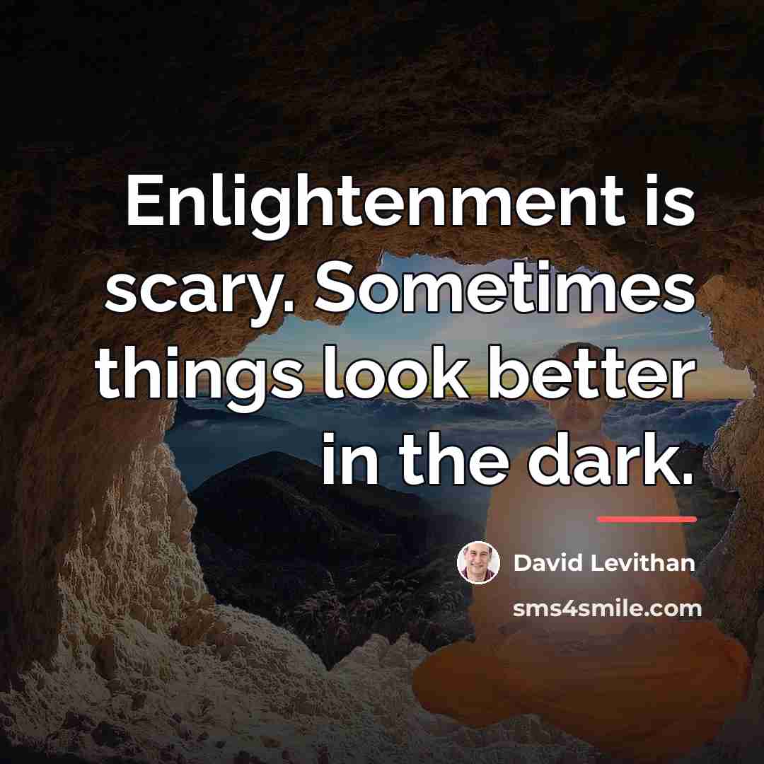 “Enlightenment is scary. Sometimes things look better in the dark.…” quote by David Levithan