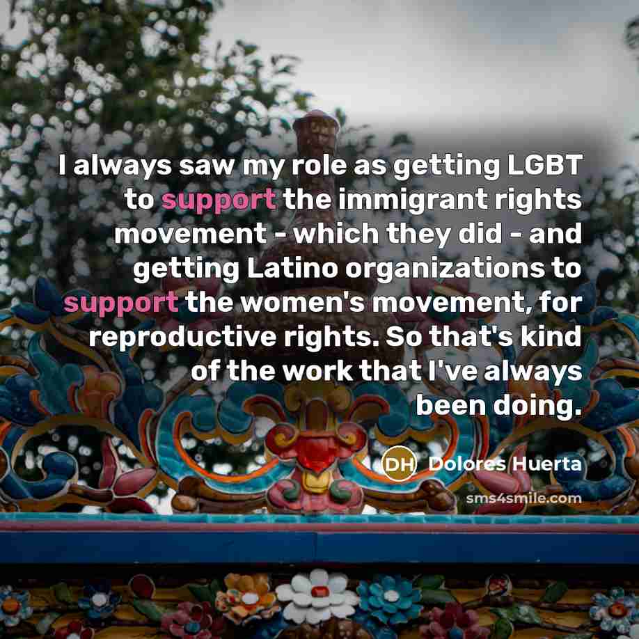 “I always saw my role as getting LGBT to support…” quote by Dolores Huerta
