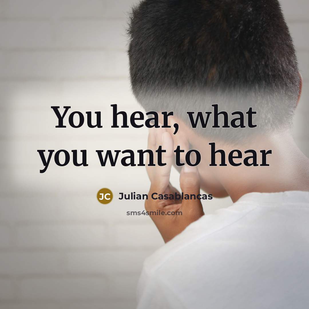 “You hear, what you want to hear…” quote by Julian Casablancas