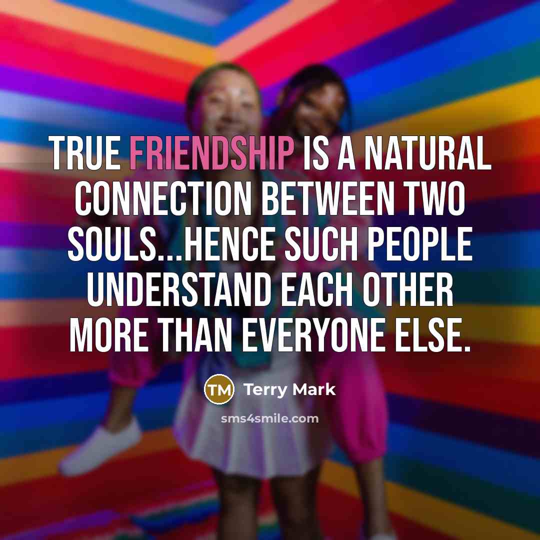 “True Friendship is a natural connection between two souls...hence such…” quote by Terry Mark