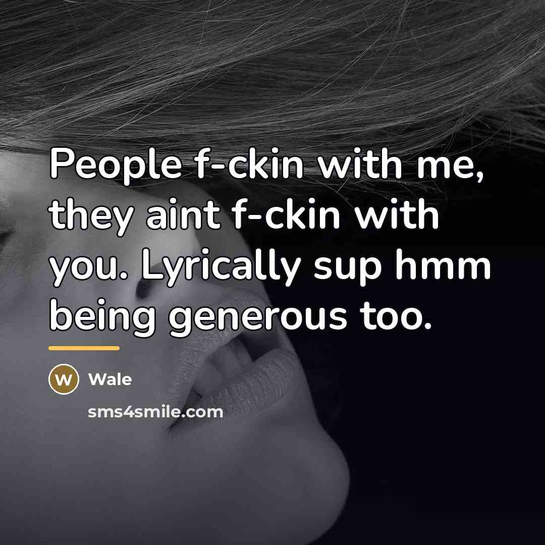 “People f-ckin with me, they aint f-ckin with you. Lyrically…” quote by Wale