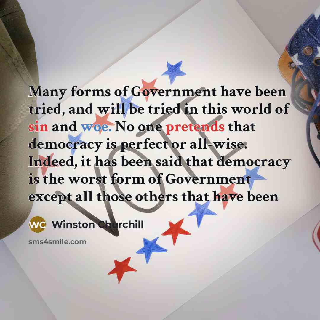 “Many forms of Government have been tried, and will be…” quote by Winston Churchill