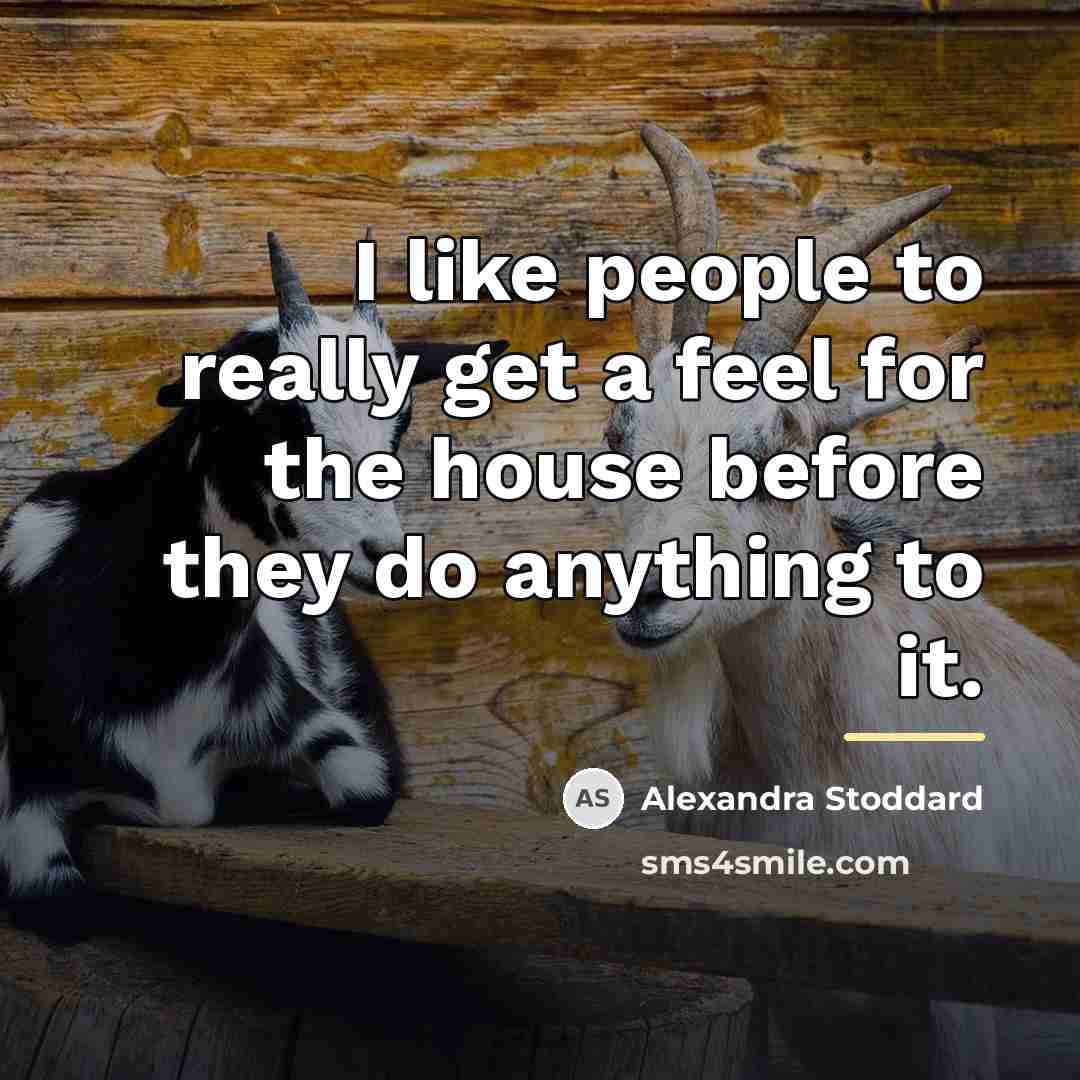 “I like people to really get a feel for the…” quote by Alexandra Stoddard