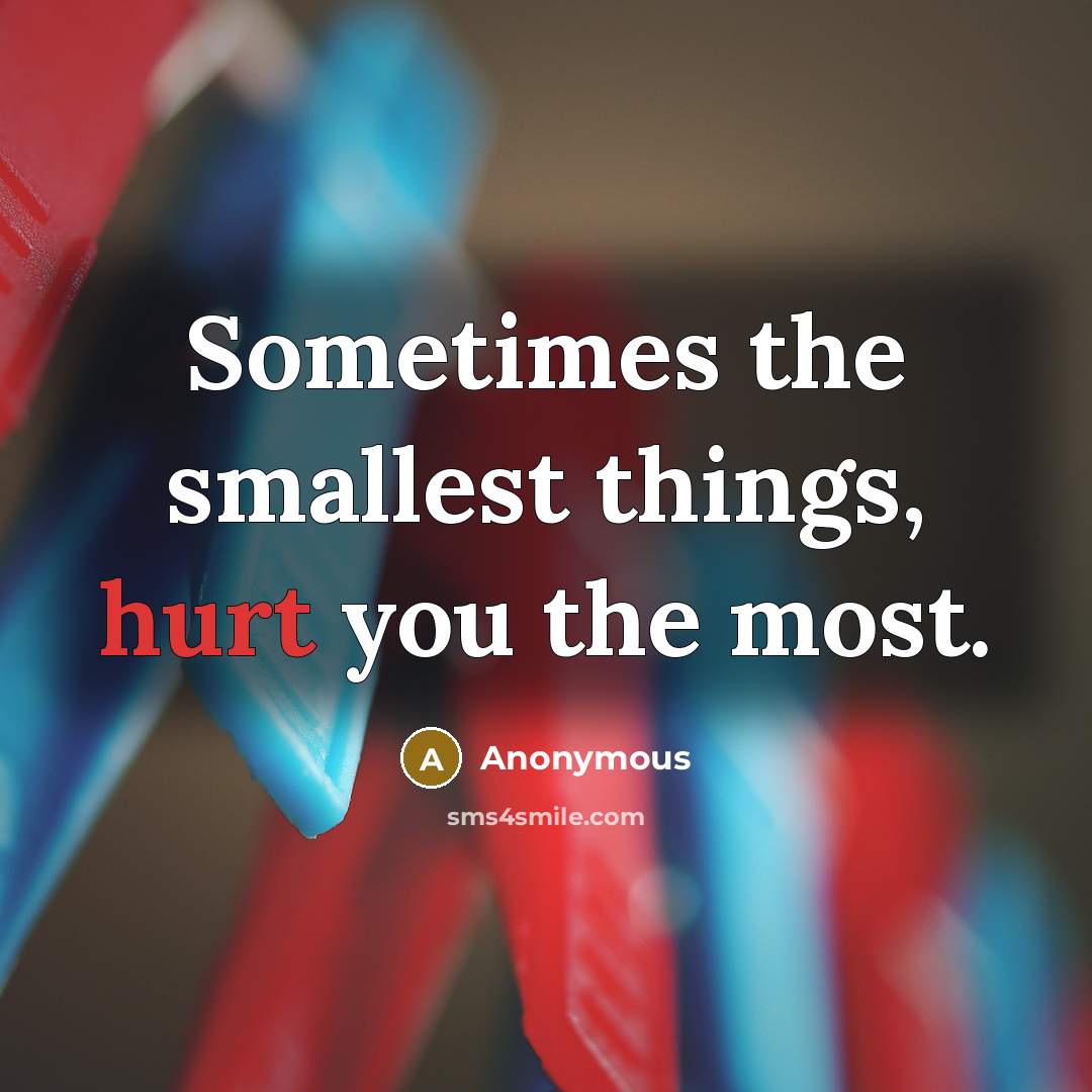 “Sometimes the smallest things, hurt you the most.” quote by Anonymous