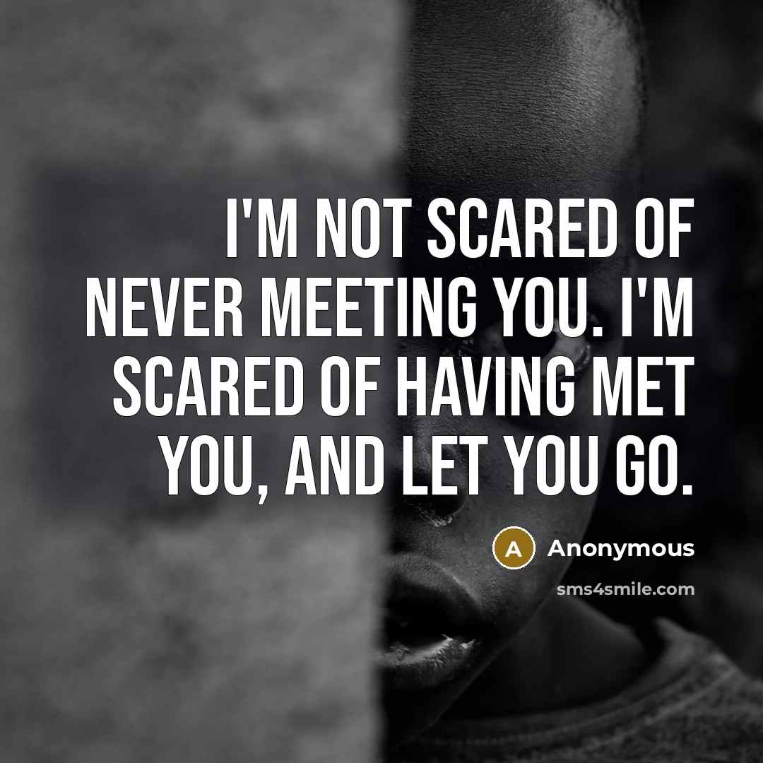 “I'm not scared of never meeting you. I'm scared of…” quote by Anonymous