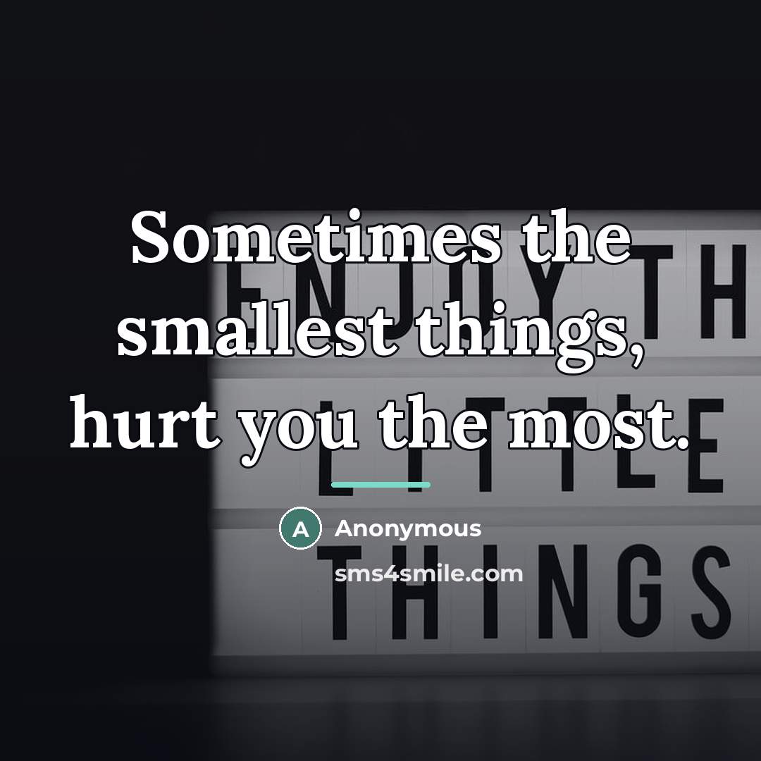 “Sometimes the smallest things, hurt you the most.…” quote by Anonymous