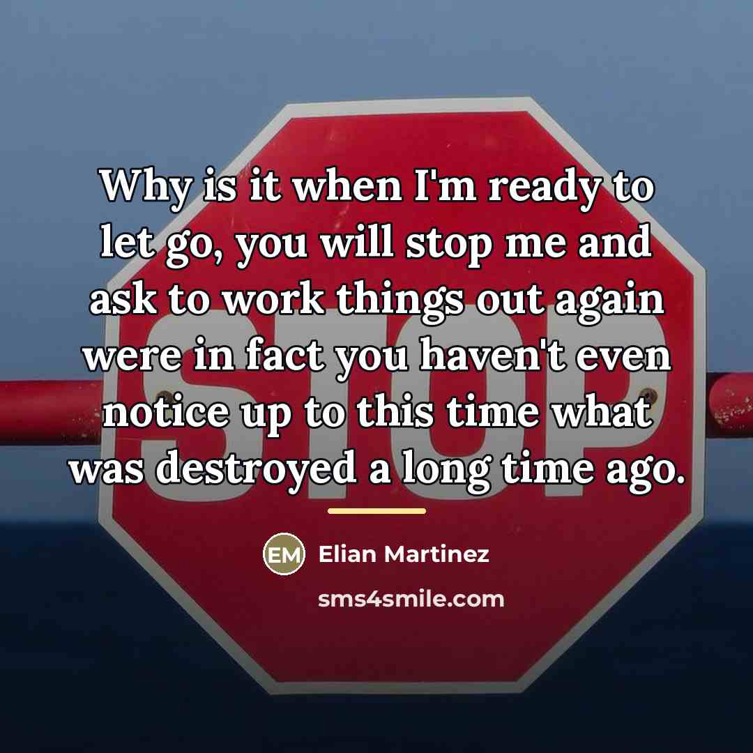 “Why is it when I'm ready to let go, you…” quote by Elian Martinez