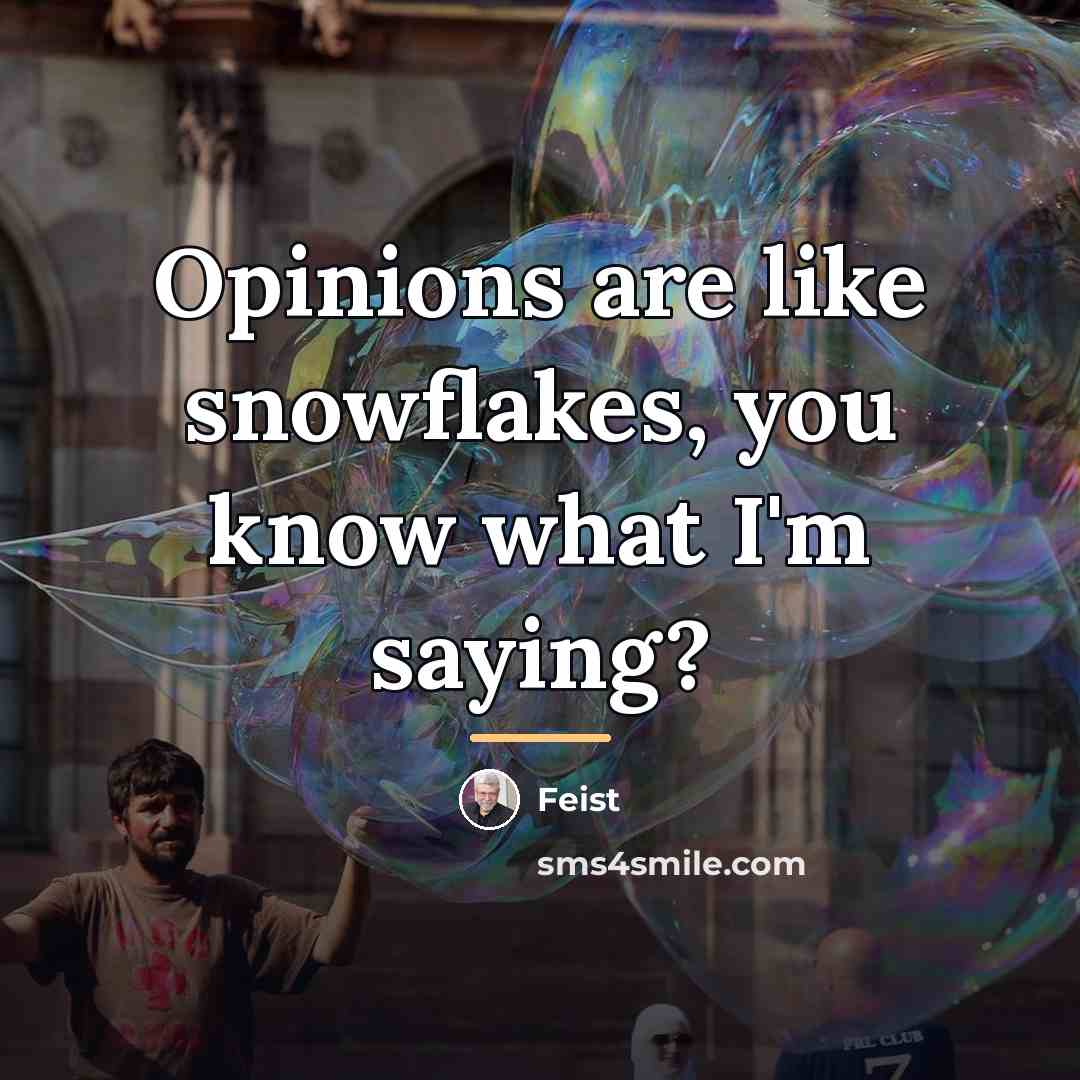 “Opinions are like snowflakes, you know what I'm saying?…” quote by Feist