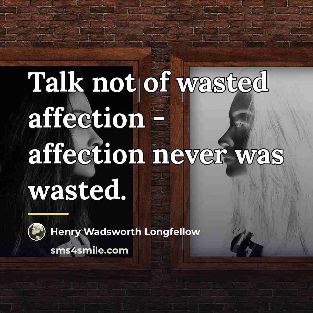 “Talk not of wasted affection - affection never was wasted.…” quote by Henry Wadsworth Longfellow