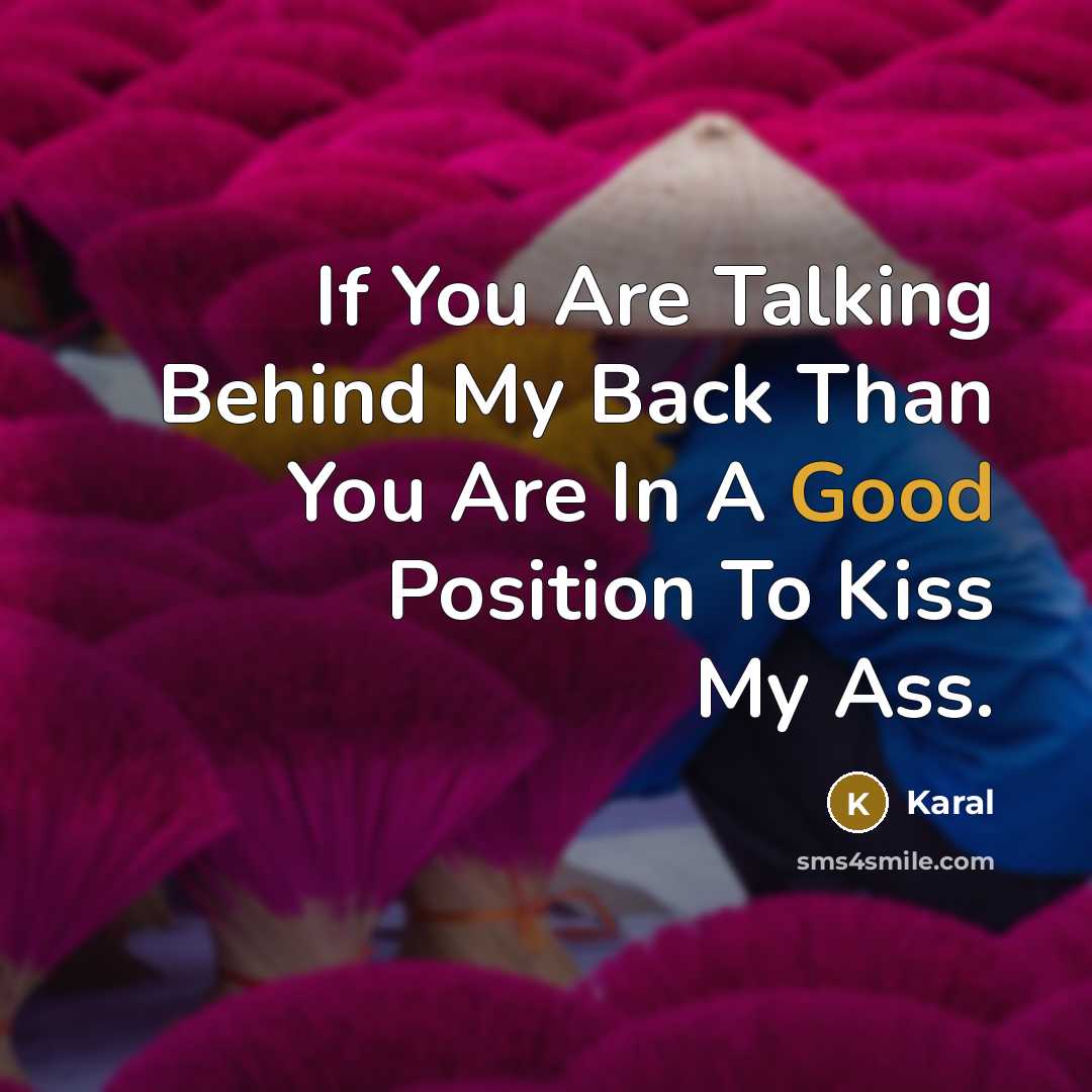“If You Are Talking Behind My Back Than You Are…” quote by Karal