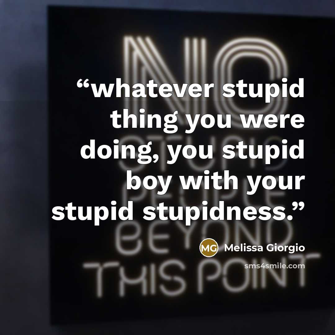 “whatever stupid thing you were doing, you stupid boy with your stupid stupidness.” quote by Melissa Giorgio