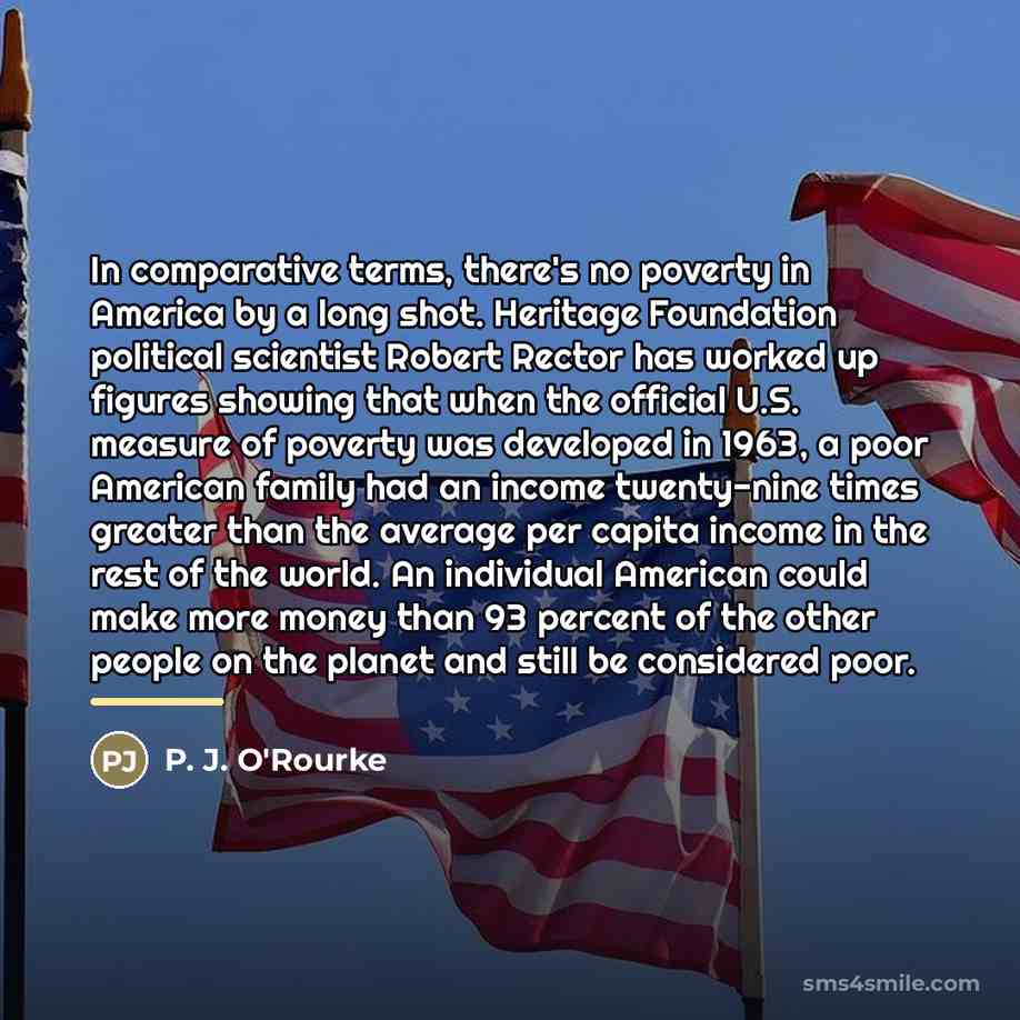 “In comparative terms, there's no poverty in America by a…” quote by P. J. O'Rourke