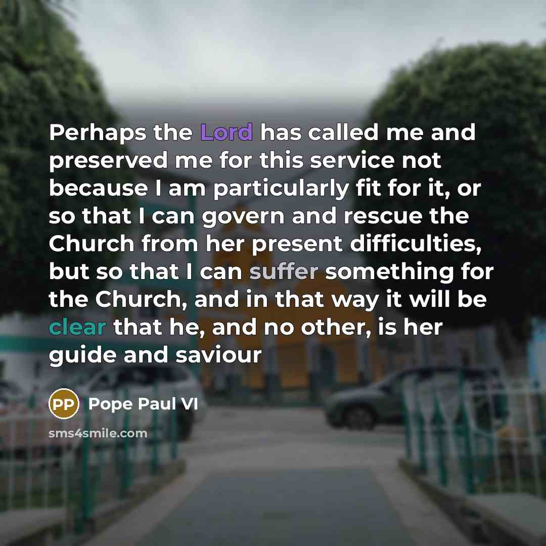 “Perhaps the Lord has called me and preserved me for…” quote by Pope Paul VI